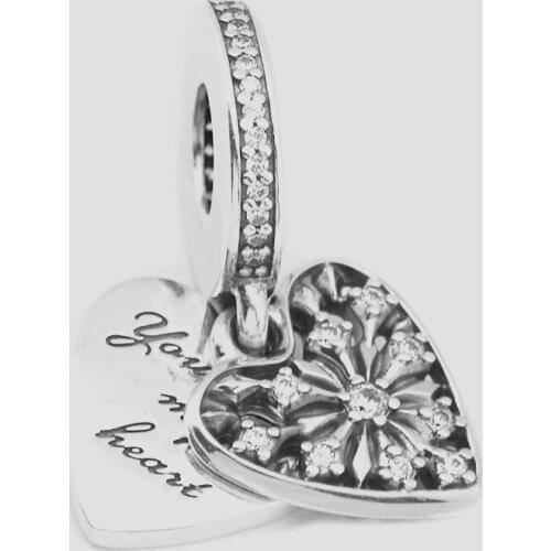 Heart of Winter Dangle Charms for Women Chain Bracelets Clear CZ Crystal Pendant Sterling Silver 925 Charms for Jewelry Making