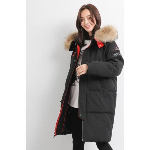 Down jacket female sports parka hooded winter coat women raccoon fur collar long coats Canada style parkas Mujer my1530