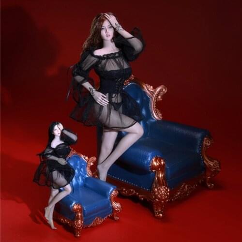 1/6 1/12 FT016 Flare Sleeve One Shoulder Sexy Mesh Skirt for 6inch Action Figure DIY