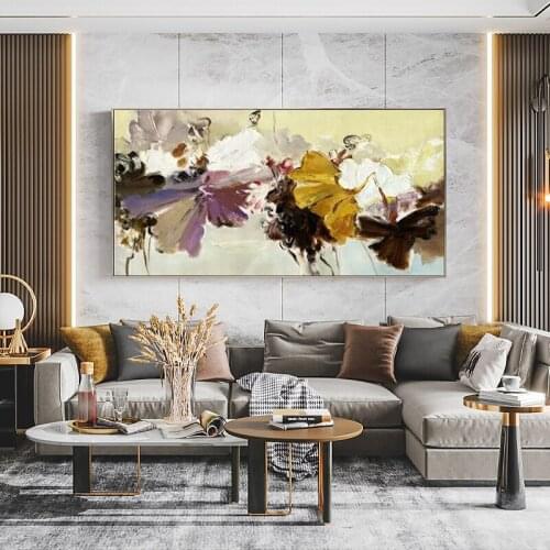 Modern Abstract Canvas Painting Wall Art Poster Hand Painted Flowers Prints on Canvas For Living Room Home Decoration