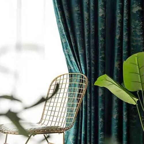 Modern Green Bronzing Curtains for Living Room Art Velvet Blackout Window Drapes for Bedroom #VT