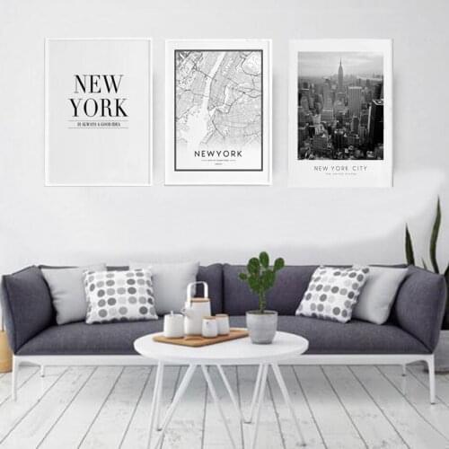 Modern Style New York City Map Canvas Paintings Building Photo Wall Art Pictures Posters and Prints Canvas Unframed