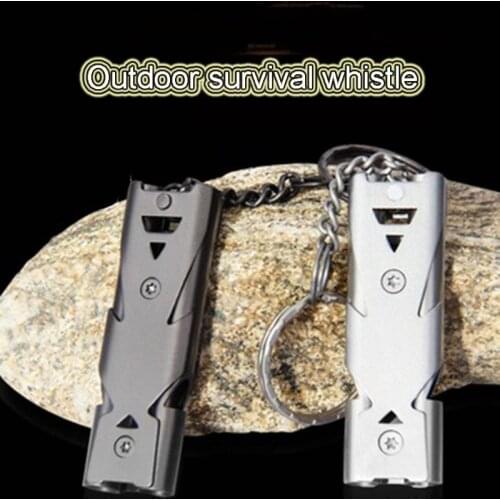 Survival Whistle Double-tube Explosion Sound Outdoor Call for Help Stainless Steel High Frequency Earthquake Rescue Big Decibel