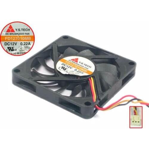 Y.S TECH FD127010MB Server Cooling Fan DC 12V 0.22A 70x70x10mm 3-wire
