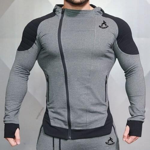 Spring Men Sporting Suit Zip Up Hooded Jacket Sweatshirt Sport Pants Running Jogger Fitness Workout clothes Sportswear Tracksuit
