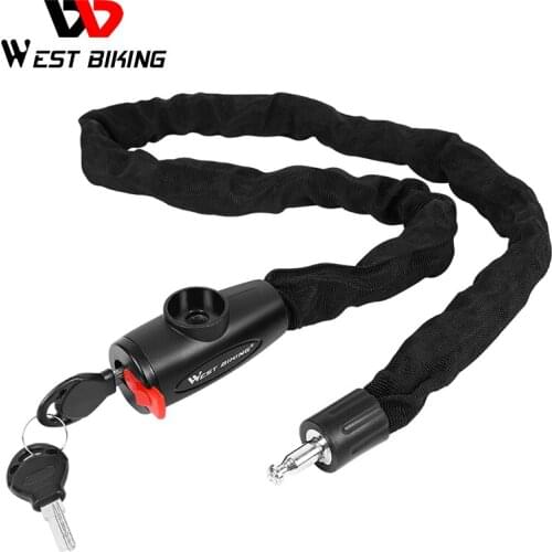 WEST BIKING Bicycle Lock MTB Road Bike Safety Anti-theft Chain Lock with 2 Keys Outdoor Cycling Bicycle Accessories Bike Lock