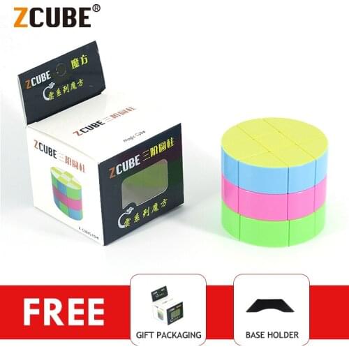 ZCube 3x3 Cylinder Magic Cube Professional Educatinal Round Stickerless Cube Puzzle Funny Toys For Children