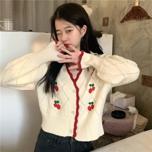 Bella new Cardigan For Women Sweet Embroidery Loose Cute Knitted Sweater Female Knitted Outerwear Korean Tops Ladies Autumn 2021