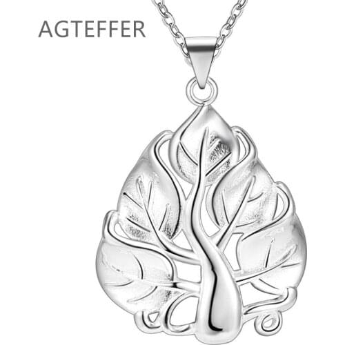 AGTEFFER 925 Sterling Silver 18-Inch Hristmas Tree Pendant Necklace For Women Fashion Wedding Engagement Party Charm Jewelry