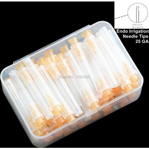 1 Box (50Pcs) Dental Endo Irrigation Needle Tips Orange 25GA End Closed One Side Vented Hole Endo Syringe Dentist Products