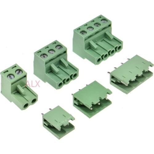 10SETS 2EDG 2/3/4/5/6/7/8/9 pin screw terminal block connector 5.08MM pitch PLUG + Straight PIN HEADER SOCKET for pcb 2p 3p 4p