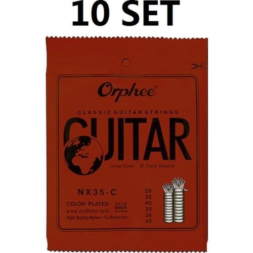 10 Set Orphee NX35-C Classical Guitar Strings Nylon&Silver Plated Color Wire 1st-6th Strings