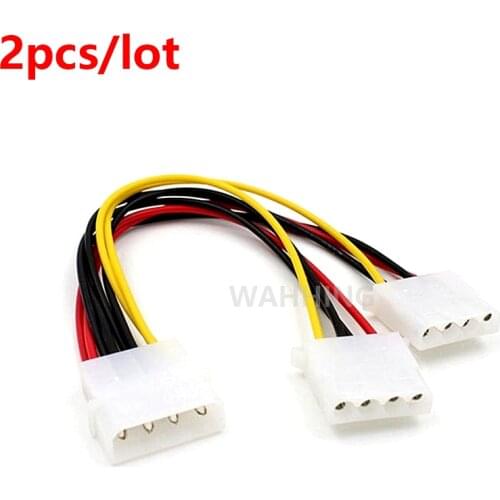 2pcs 4P 4 Pin Molex Male to 2 port Molex IDE Female Power Supply Splitter Adapter Cable Computer Power Cable Connector HY316