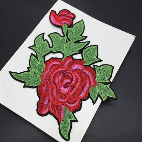 20pcs Peony Flower Patches parches ropa Iron On Patch For Clothes Embroidered Badge Appliqued Cheongsam Cocktail Dress Patchwork
