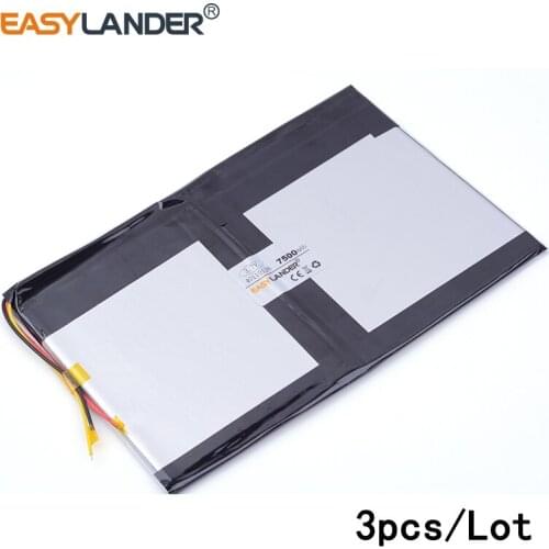 3pcs/Lot 3.7V 7500mAH 40110126 lithium Li ion polymer rechargeable battery for power bank tablet pc cell phone speaker mp4 gps