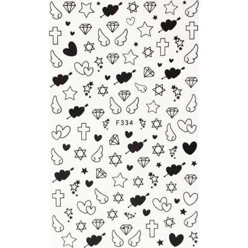 3D Nail Sticker Decals Line Star Cross Love Design Nail Art Decorations Stickers Slider Manicure Accessories Nails Decoraciones