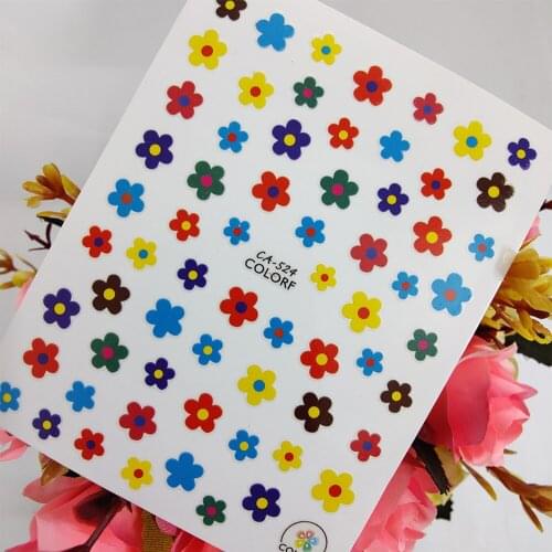 3D Peel Off Nail stickers Art Sliders Colorful Floret Flowers Nail Decoraciones Foil Self adhesive Design Manicure Accessories