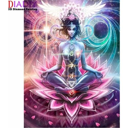 5D DIY Rhinestones Diamond Paintings Full Round Drills Picture Lotus Buddha Paint By Numbers Cross-stitch Kits Embroidery Mosaic