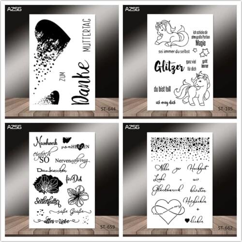 AZSG German style Broken heart Unicorn Clear Stamps for DIY Scrapbooking/photo Album Decorative Craft Clear Stamp Chapte