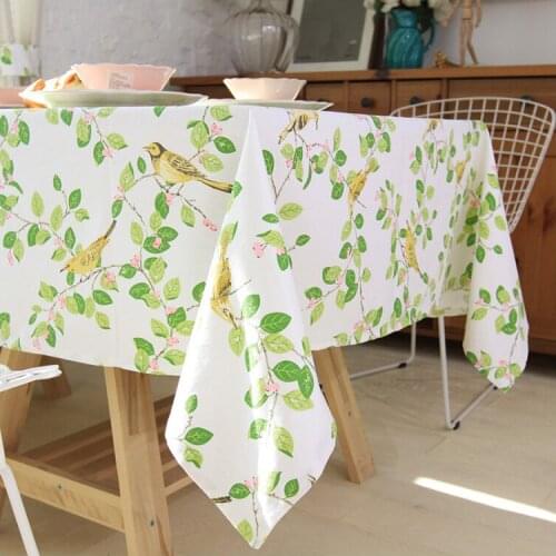 Bird Printed White Table Cloth Toalhas De Mesa Table Catton Tovaglia Table Overlays For Weddings Table Covers Home Textile