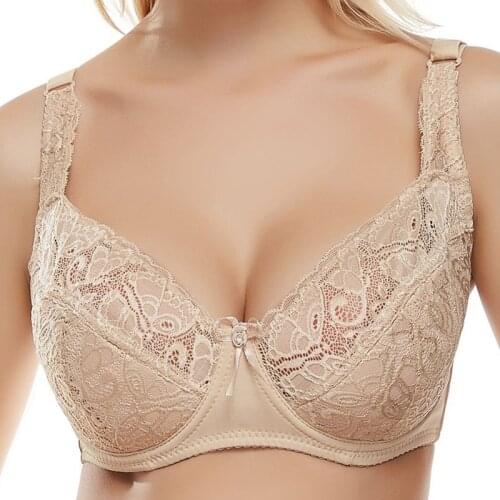Sexy Bra Plus Size Adjustable Lace Women Big Breast Thin Underwear Large Size Lace Bras 32 34 36 38 40 42 44 C D DD DDD E F Cup
