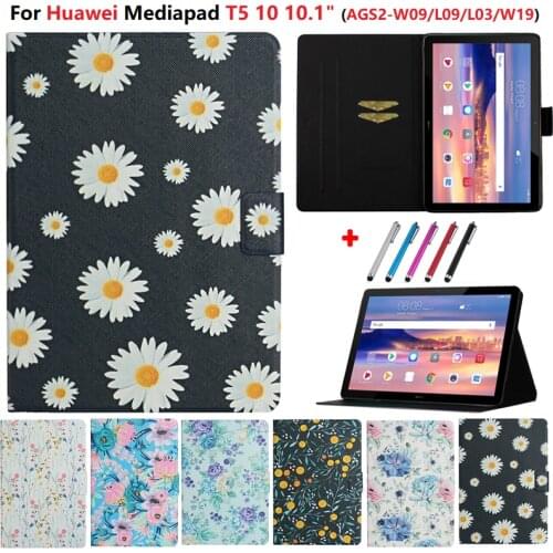 Tablet For Huawei MediaPad T5 10 Case 10 1 T 5 10 10.1 Case Cover For Funda Huawei Media Pad T5 Case Flower Women Girls Cases