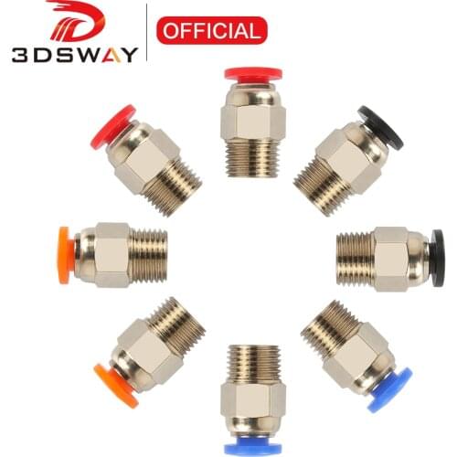 3DSWAY 5pcs/lot 3D Printer Parts PC4-01 Quick connector Pneumatic Fittings Connector 4*2 Feeding PTFE for e3dv6 1.75mm