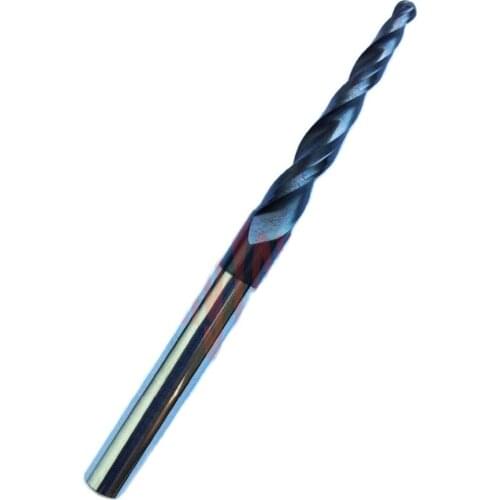 Dia 1/4" and Tip radius=1.5mm solid carbide Tapered Ball Nose End Mills and taper milling cutter HRC55 with Tialn coating
