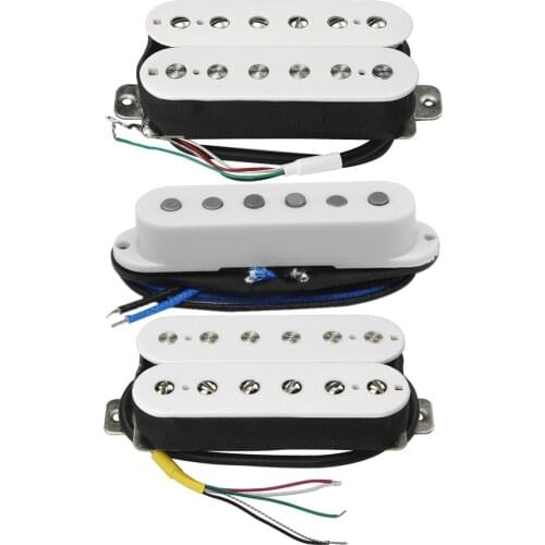 FLEOR Set of Alnico 5 Electric Guitar Pickup Pickups HSH White for Guitar Parts