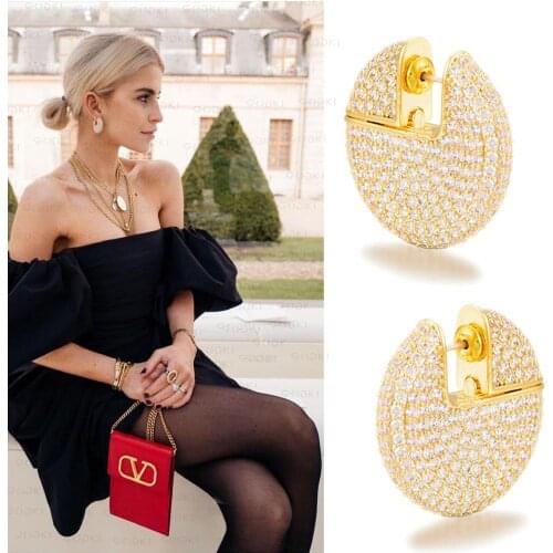 GODKI Famous Brand Round Geometric Earrings Trendy Zircon Wedding Engagement Party Dubai Earrings for women 2020