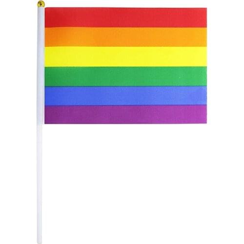 Hot 50 Pack Rainbow Small Mini Stick Flags,Decorations For Rainbow Pride Party