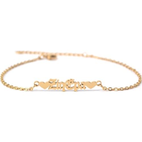 Customized Name Bracelet Personalized Double Heart Pendant Bracelets Birthday Party Jewelry Gift Friendship Girl Women Family