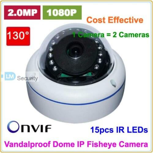 Lihmsek Infrared 130 Degree 2.0 Megapixel IP Network CCTV Fish-eye Camera with 15pcs IR LEDs Night Vision 10-15 meters
