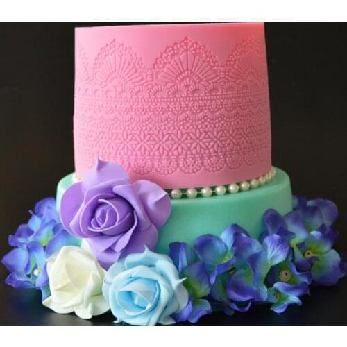 KLM Silicone Cake Lace Mats Food Grade Silicone Lace Fondant Cake Border Decoration Lace Mold