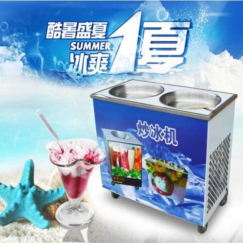 Commercial frying ice cream machine double pan fried icecream machines