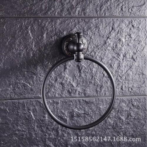 Space aluminum retro suction cup stainless steel bathroom copper bronze European pendant towel hanging hole copper towel ring