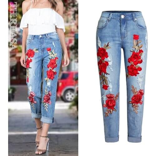 Lugentolo Women's Jeans With Embroidery