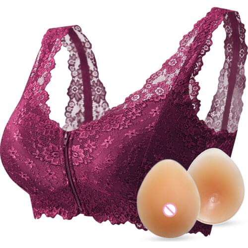 1840 New Lace Front Buckle Zip Underwear Without Rims Full Cup Gathered Underwear On the Support Side to Receive Sleep Bra