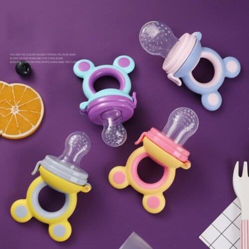 New Baby Cute Nipple Fresh Food Fruit Milk Feeding Bottles Nibbler Learn Feeding Straw Handle Teething Pacifier Infant Pacifiers