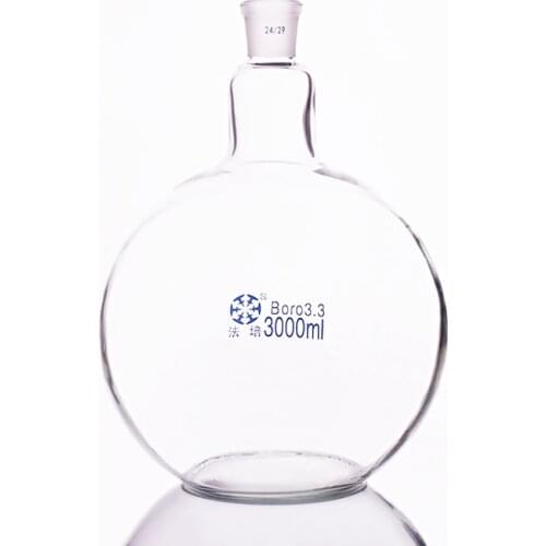 Single standard mouth flat-bottomed flask,Capacity 3000ml and joint24/29,Single neck round flask