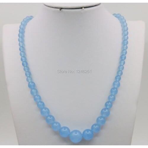 6-14mm Blue Aventurine Necklace Chain Round Beads Jewelry Party Wedding Gift 18inch Lucky Stone Fashion Jewelry Making Design