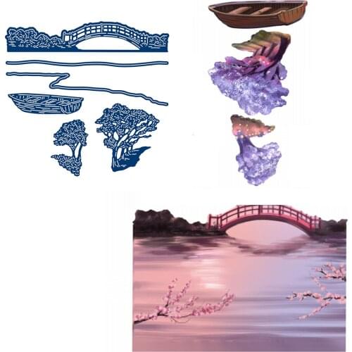 Oriental Breeze Bridge Boat Metal Cutting Die Scrapbook Embossed Paper Card Album Craft Template Cut Die Stencils New 2021 NEW