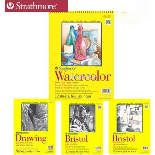 Strathmore 300 Series,342 Bristol Smooth ,Tape Bound, 20 Sheets,360 Watercolor Class Pack, Cold Press,Art supplies