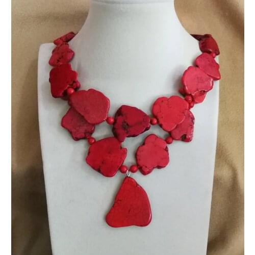Wedding Woman Gift Necklace Irregular Red stone Slice Choker Necklace Pendant Exaggerated Stone Jewelry Charm
