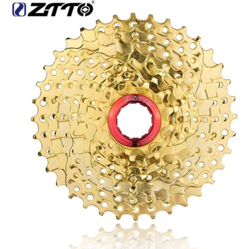 ZTTO 9 Speed 11-36T MTB Cassette Freewheel Golden 18/27 Speed 11T 13T 15T 18T 21T 24T 28T 32T 36T Bicycle flywheel with 9s chain