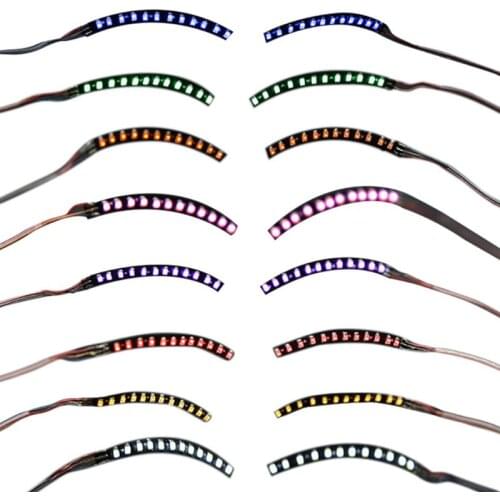 Unisex LED Light Up Waterproof False Eyelashes Halloween Creative Handmade Eyelid Luminous Lashes for Party Makeup