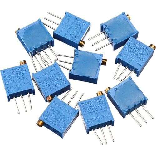 10pcs 3296W 3296 1K 2K 5K 10K 20K 50K 100K 200K 500K 1M ohm Multiturn Trimmer Potentiometer High Precision Variable Resistor