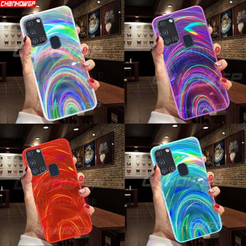 Gradient Rainbow Glitter Case For Samsung Galaxy A21S A51 A71 A01 A11 A31 A41 A50 A30 A70 A20 A10 S S20 S10+ S9 S8 Mirror Cover