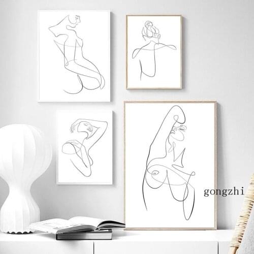 Women Body Abstract Line Drawing Nordic Posters Minimalist Canvas Painting Prints Modern Wall Art Pictures for Living Room Decor