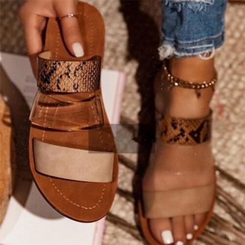 Siddons 2020 New Arrival Women Slipers Snake Prints Casual Flats Ladies Summer Beach Shoes Woman Outdoor Street Luxury Slippers